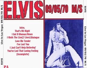The King Elvis Presley, CDR PA, September 5, 1970, Las Vegas, Nevada