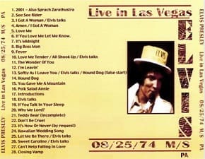 The King Elvis Presley, CDR PA, August 25, 1974, Las Vegas, Nevada, Live In Las Vegas