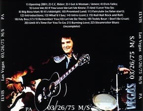 The King Elvis Presley, CDR PA, March 26, 1975, Las Vegas, Nevada, Las Vegas