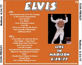 The King Elvis Presley, CDR pa, June 24, 1977, Madison, Wisconsin, Live In Madison