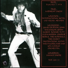 The King Elvis Presley, CDR TCB, September 7, 1970, King Of Vegas Volume 6