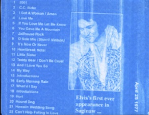 The King Elvis Presley, CD CDR Other, 1977, Sixty Minutes In Saginaw