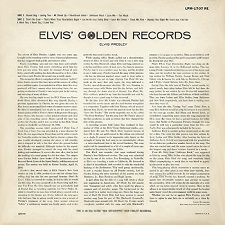 The King Elvis Presley, Back Cover / LP / Elvis' Golden Records / LPM-1707 / 1958