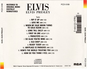 The King Elvis Presley, CD, pcd1-5199, 1984, Elvis