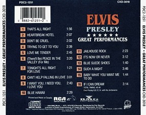 The King Elvis Presley, CD, PDC2-1251, 1990, Elvis Presley Great Performances
