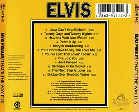 The King Elvis Presley, CD, RCA, 07863-54114-2, 1993, That's The Way It Is