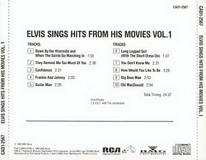 The King Elvis Presley, CD, RCA, CAD1 2567, 1996, Elvis Sings Hits From His Movies Volume 1