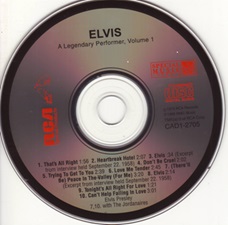 The King Elvis Presley, camden, cd, CD Cover, Elvis; A Legendary Performer,Vol.1 (Special Music Release), Cad1-2705, 1989