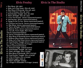 The King Elvis Presley, Back Cover / CD / Elvis In The Studio, 1953 - 1955 Volume 3, 2002