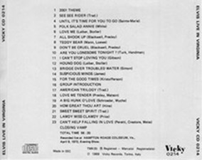 The King Elvis Presley, Import, 1990, Live In Virginia