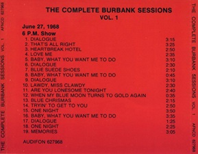 The King Elvis Presley, Import, 1990, The Complete Burbank Sessions Vol.1