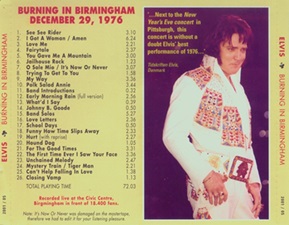 The King Elvis Presley, Import, 1998, Burning In Birmingham
