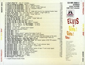 The King Elvis Presley, Back Cover / CD / Elvis In GIRLS! GIRLS! GIRLS! / 2008-2 / 2000