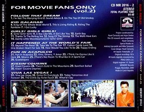 The King Elvis Presley, Back Cover / CD / For Movie Fans Only Vol 2  / 2016-2 / 2000