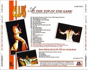 The King Elvis Presley, Back Cover / CD / At The Top Of The Game / 2052-2 / 2006