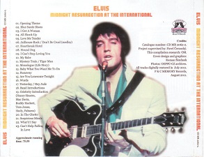 The King Elvis Presley, Back Cover / CD / Midnight Resurrection At The International / 2062-2 / 2011