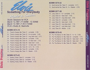 The King Elvis Presley, Front Cover / CD / MS 03121361-002, Master & Sessions / Something For Everybody [Disc Two]