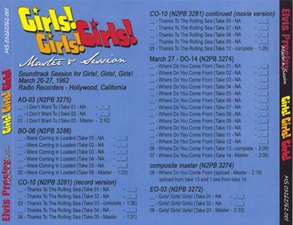 The King Elvis Presley, Front Cover / CD / MS 03262762-001, Master & Sessions / Girls! Girls! Girls! [Part 1]