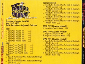 The King Elvis Presley, Front Cover / CD / MS 05121365-001, Master & Sessions / Frankie And Johnny