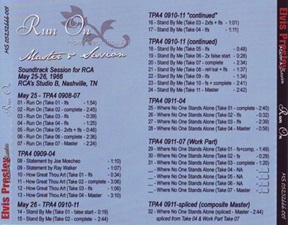 The King Elvis Presley, Front Cover / CD / MS 05252666-001, Master & Sessions / Run On How Great Thou Are Sessions Part One