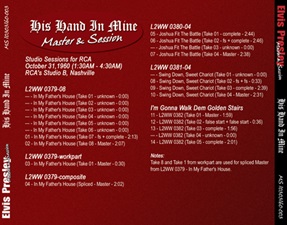The King Elvis Presley, Front Cover / CD / MS 10303160-003, Master & Sessions / His Hand In Mine [Disc Three]