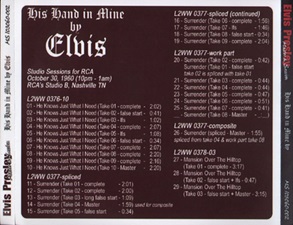 The King Elvis Presley, Front Cover / CD / MS 103060-002, Master & Sessions / His Hand In Mine [A Gospel Masterpiece]