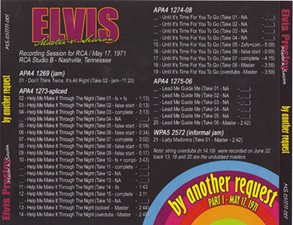 The King Elvis Presley, Front Cover / CD / MS 0051771-001, Master & Sessions / By Another Request Part 1