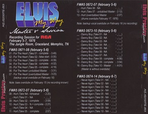 The King Elvis Presley, Front Cover / CD / MS 02050776-003, Master & Sessions / My Way Volume 3