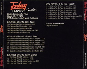 The King Elvis Presley, Front Cover / CD / MS 03101275-001, Master & Sessions / Today Part One