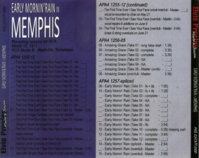 The King Elvis Presley, Front Cover / CD / MS 031571-000, Master & Sessions / Early Mornin' Rain In Memphis