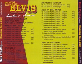 The King Elvis Presley, Front Cover / CD / MS 03282772-002, Master & Sessions / Standing Room Only Disc 2