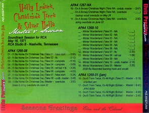 The King Elvis Presley, Front Cover / CD / MS 051671-003, Master & Sessions / Holly Leaves, Christmas Trees and Silver Bells - Volume 3