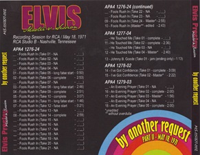 The King Elvis Presley, Front Cover / CD / MS 051871-002, Master & Sessions / By Another Request Part 2
