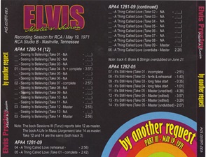 The King Elvis Presley, Front Cover / CD / MS 051971-003, Master & Sessions / By Another Request Part 3