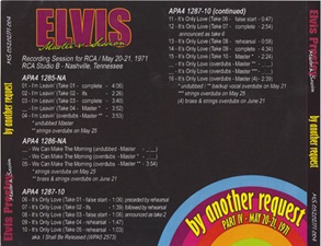 The King Elvis Presley, Front Cover / CD / MS 05202171-004, Master & Sessions / By Another Request Part 4