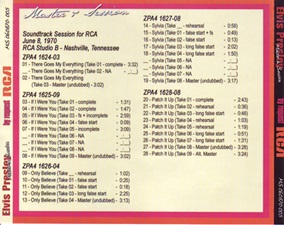 The King Elvis Presley, Front Cover / CD / MS 060870-005, Master & Sessions / By Request Tape 5