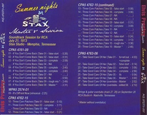 The King Elvis Presley, Front Cover / CD / MS 072173-001, Master & Sessions / Summer Nights At Stax