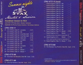 The King Elvis Presley, Front Cover / CD / MS 07242573-003, Master & Sessions / Summer Nights At Stax