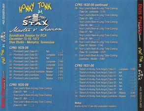 The King Elvis Presley, Front Cover / CD / MS 12151673-003, Master & Sessions / Honky Tonk At Stax Part Three