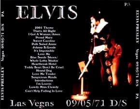 The King Elvis Presley, CDR PA, September 5, 1971, Las Vegas, Nevada