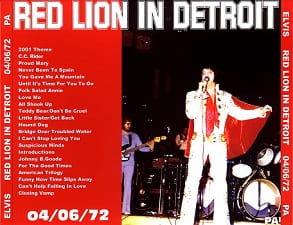 The King Elvis Presley, CDR PA, April 6, 1972, Detroit, Michigan