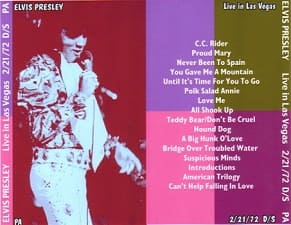 The King Elvis Presley, CDR PA, February 21, 1972, Las Vegas, Nevada