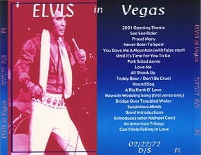 The King Elvis Presley, CDR PA, February 22, 1972, Las Vegas, Nevada