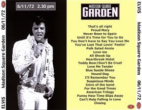 The King Elvis Presley, CDR PA, June 11, 1972, New York, New York