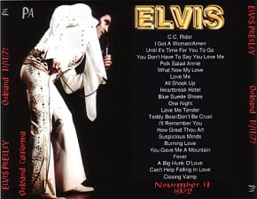 The King Elvis Presley, CDR PA, November 11, 1972, Oakland, California