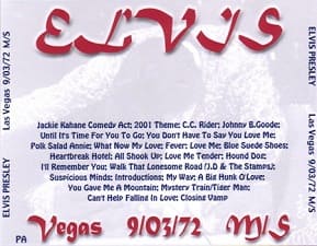 The King Elvis Presley, CDR PA, September 3, 1972, Las Vegas, Nevada