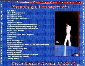 The King Elvis Presley, CDR PA, June 25, 1973, Pittsburgh, Pennsylvania