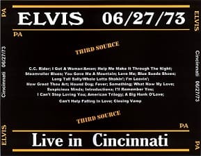 The King Elvis Presley, CDR PA, June 27, 1973, Cincinnati, Ohio