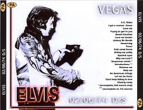 The King Elvis Presley, CDR PA, February 6, 1974, Las Vegas, Nevada, Elvis