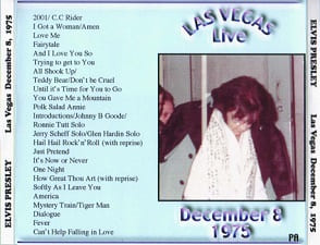 The King Elvis Presley, CDR PA, December 8, 1975, Las Vegas, Nevada, Las Vegas